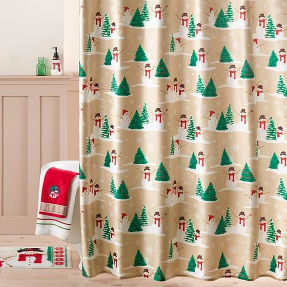 St. Nicholas Square - Holiday Cheer Shower Curtain - Snow Friends